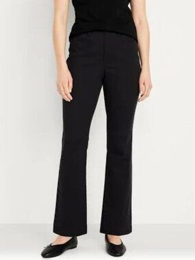 NWT Old Navy High-Rise Flare Adjustable Waist Black Trousers Uniform Pants 12